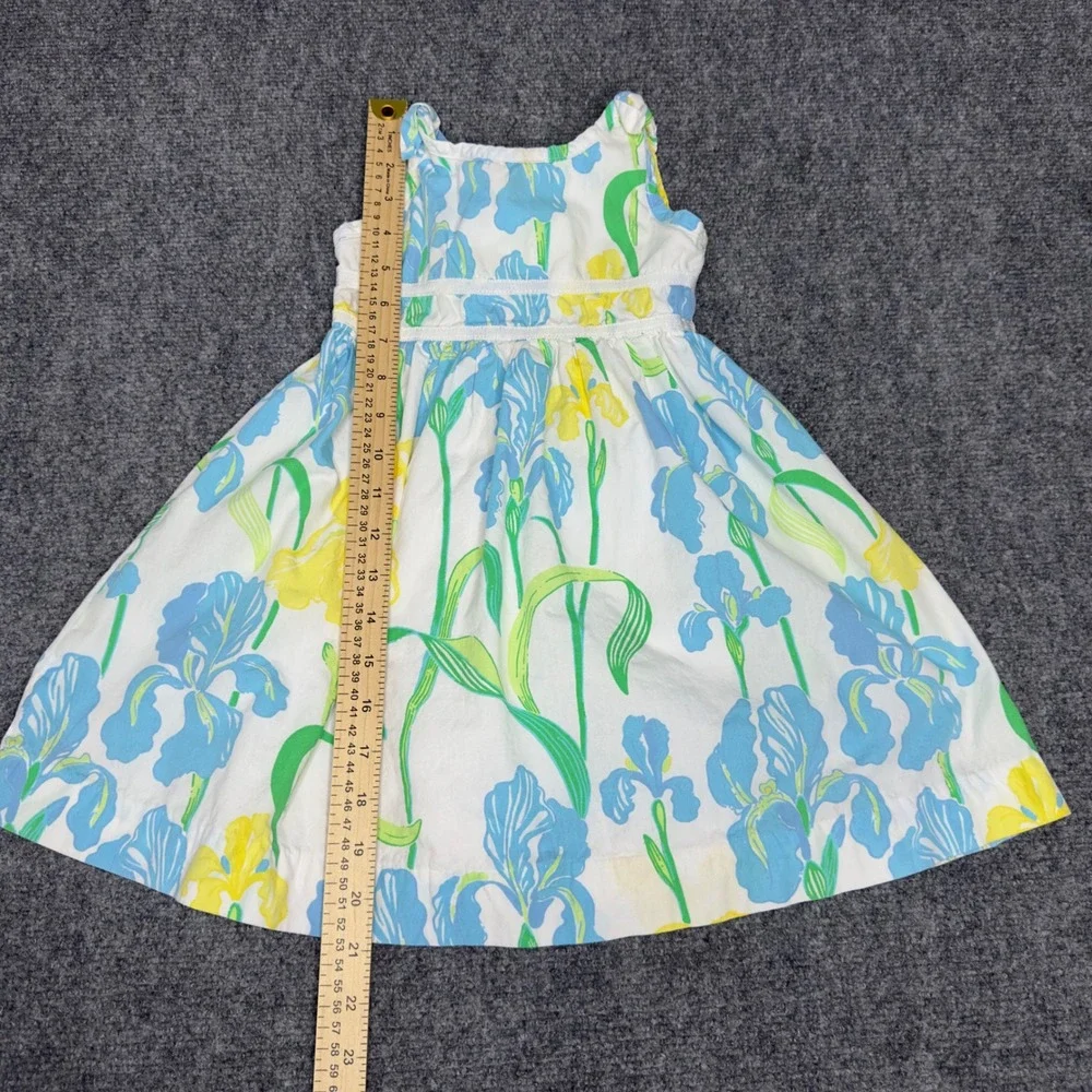 Lilly Pulitzer Bloomin Irises Dress Kid 2T Blue Yellow Floral Sleeveless Coastal